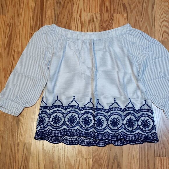 Petite New Directions Off Shoulder Peasant Top - Picture 1 of 4